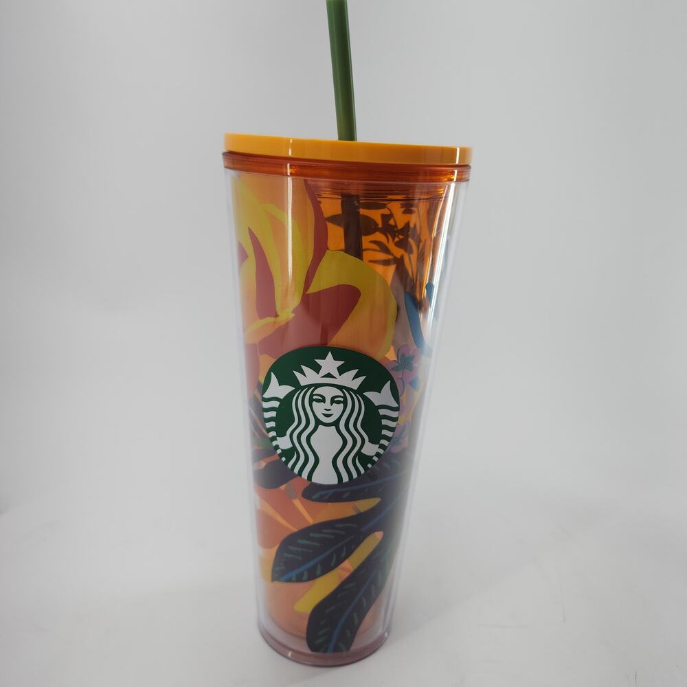 Starbucks Tropical Botanical Jungle Floral Double Wall Cold Cup 24oz Venti